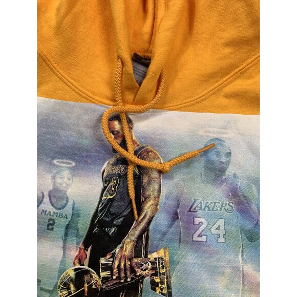 King James Champions Hoodie Mens's 2XL Yellow Kobe Bryant Lakers RIP Angels - Picture 12 of 14
